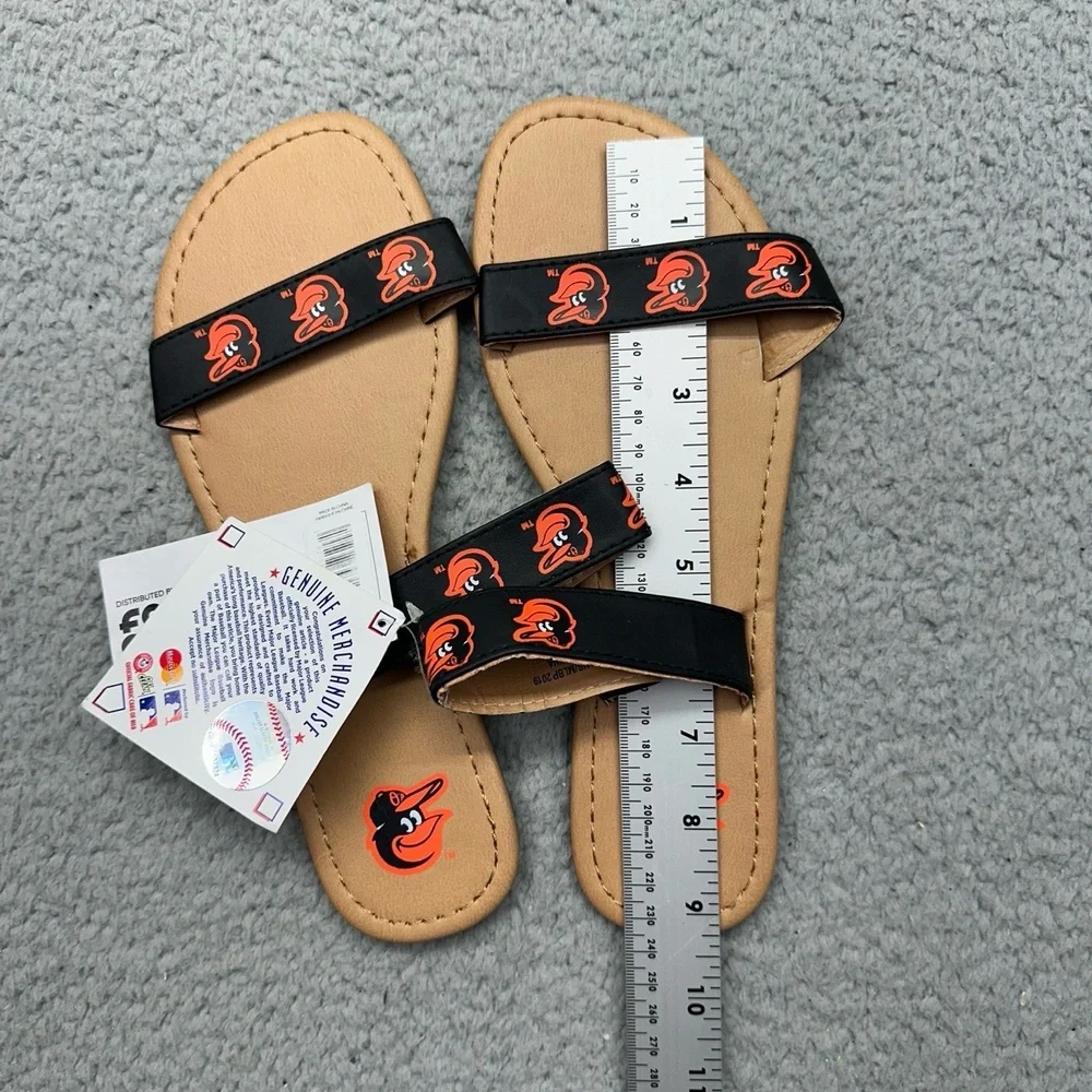 NWT FOCO PINC1118-00001 MLB Baltimore Orioles Womens Medium Sz 7-8 Black Sandals